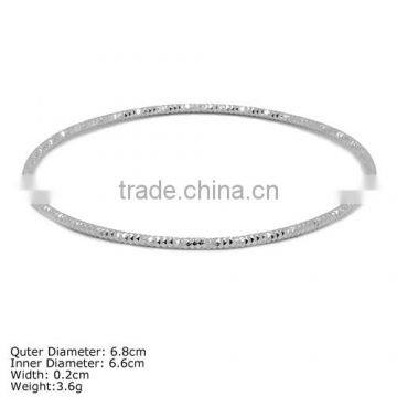 [ SZ-108 ] Rhodium Plated 925 Sterling Silver Jewelry Plain Silver Bangle