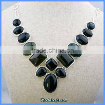 Wholesale Luxury Moss Agate Large Gemstone Choker Necklaces GN-N006K