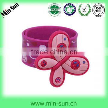 Butterfly design colorful Hot-selling silicone slpa bracelet / wristband with printing/debosses logo