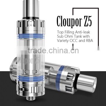 2016 newest SS coil ni 200 and RBA tank with 5 coil atomizer tank cloupor Z5 tank dual ceramic coil