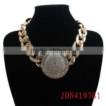 Plastic Rough Chain with Crystal Pendant Necklace Jewelry