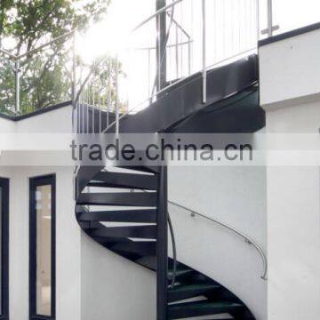 external used metal spiral staircase with glass tread and stainless railing/hot galvanized spiral stair