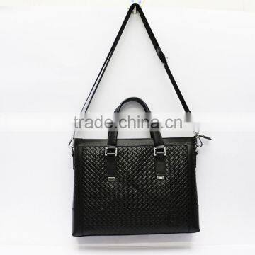 Good quality men briefcase black woven briefcase PU leather briefcase