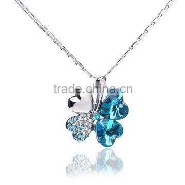 New 2016 Austrian Crystal Jewelry Pendants Fashion 18k White Gold Plated Rhinestone Four Leaf Necklace Clover Pendant