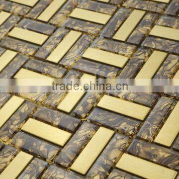 1006-01-1 Gold Metal mix Glass #304 Stainless Steel Mosaic