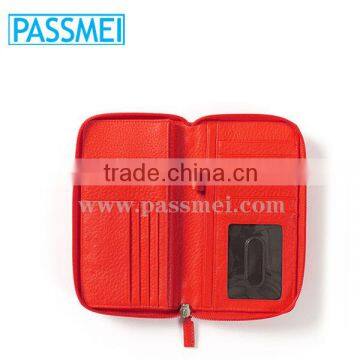 Top Quality Leather RFID Blocking Women Zipper Red Checkbook Wallet