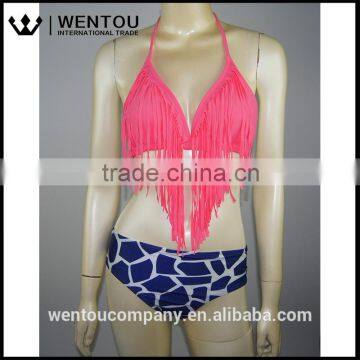 Wentou New Style 2PCS Sexy Girls Fringe Bikini Swimsuit