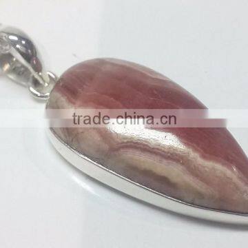 Rhodocrosite Cabochon 925 Sterling Silver Pendants , Designer Sterling Silver Pendants, Fashionable Sterling Silver Pendant