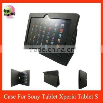 leather case for Sony Xperia Tablet S,free shipping,Black