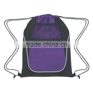 Drawstring Sports Pack With Dual Pockets-Purple