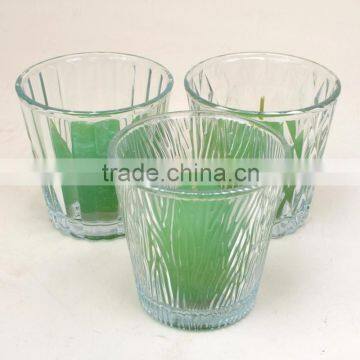 Round Shape Votive Candle Holder Clear Candle Glass With Embossed Pattern photo-2