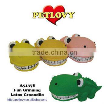 FUN GRINNING CROCODILE LATEX TOY DOG TOY