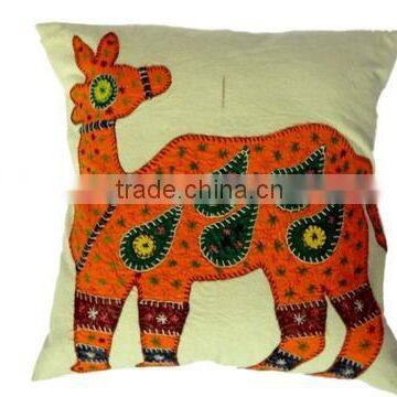 RTHCC-49 Designer Animal Patchwork Art Kantha Stitching Handmade Cotton cushion covers New Year n Christmas Home Decor Gift