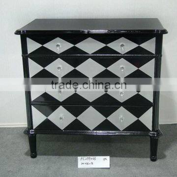 Simple black silver cross cabinet with four drawers