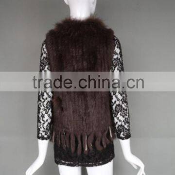 Fashion Knitted Poncho Pattern Rabbit Fur Vest Fashion Ladies Shawl