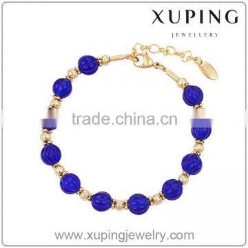 Xuping Factory supply bracelet beads, 18k gold color custom bracelet, blue bead bracelet for girl