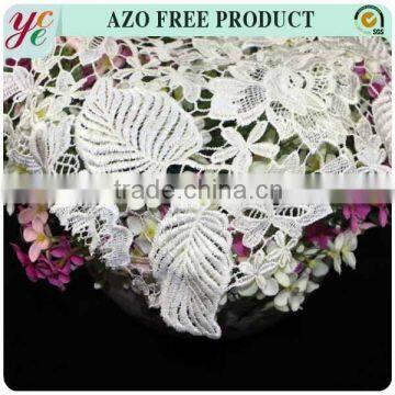 leaf design Chemical 100 polyester embroidery lace fabric for bridal