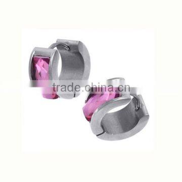 Pink facted crystal small stud earrings aretes de acero inoxidable stainless steel earrings wholesale for womens (LE2142)