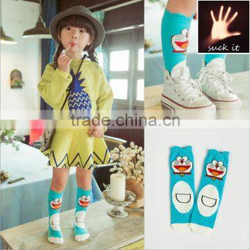 Children cotton socks goods wallpaper cartoon Doraemon pattern cotton blue funny patterned socks