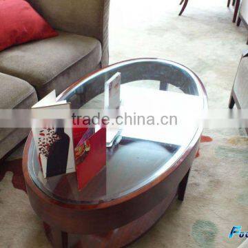 oval tempered beveled glass tabl top (conference table)