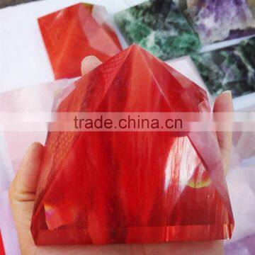 bulk of red melting quartz stone crystal pyramids for sale