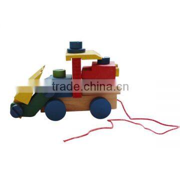 Colourful wooden toy forklift