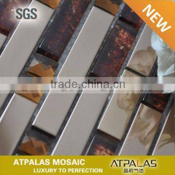 gold leaf glass mosaic tile brown tone metal wall tile