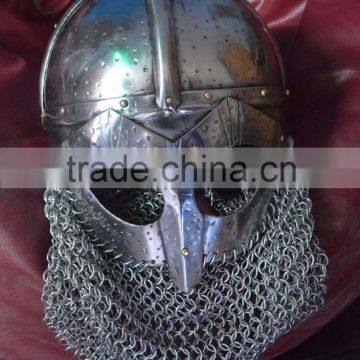VIKING HELMET ANTIQUE FINISH WITH ALUMINIUM CHAINMAIL
