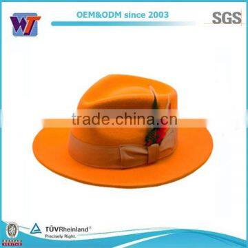 New arrival vintage felt hat orange fedora hat for women