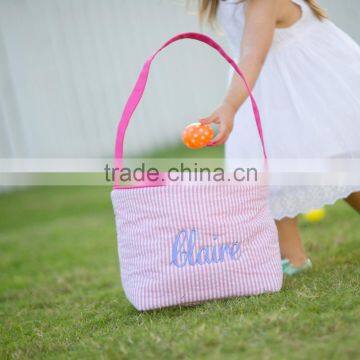 Wholesale Boutique Easter Basket Monogrammable Seersucker Bucket photo-6