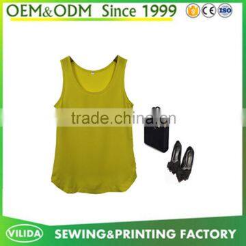 women high quality sleeveless design blank chiffon tank top