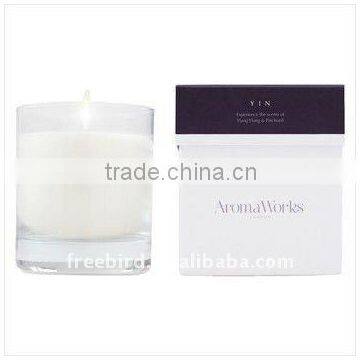 Yin Scented Soy Candle in clear glass jar and cardboard box