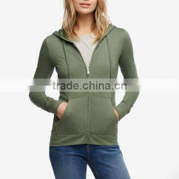 Wholesale 2016 Plain Micro Fleece Women's Essential Full Zip Hoodie