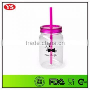 25 oz Single Wall Plastic Acrylic Jars With Straw and Lid photo-3