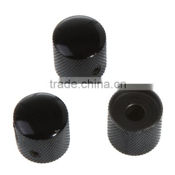 3PCS Metal Dome Knobs Knurled Barrel for Electric Guitar Parts Black