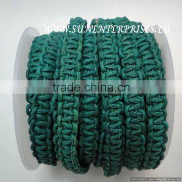 Braided Leather cords -Stair braided round leather cords 10mm-se turquoise