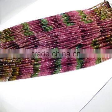 Natural Multi Tourmaline Roundel Faceted Beads Lines