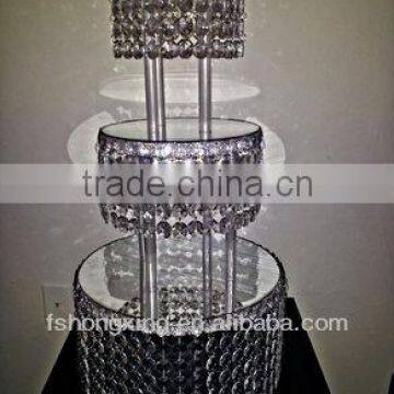 DG901 high quality 3 tier round crystal cake stand