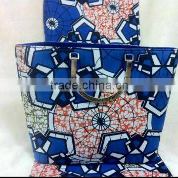 Haniye 2016 african wax print fabric/ankara hand bag/wax fabric and bag sets high quality