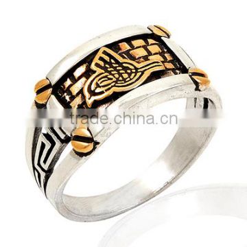 925K Sterling Silver Art Design Ottoman Tugra Light Men Ring