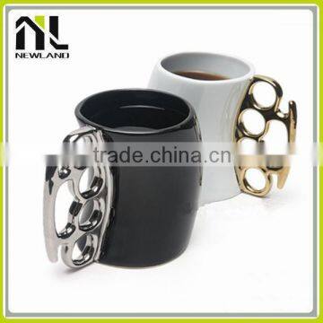 Fist shape handle unique ceramic blank fancy coffee cups and mugs