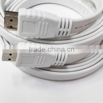 White flat HDMI cable with nickel plated 3M