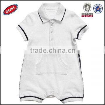 summer plain white baby polo rompers for baby boy