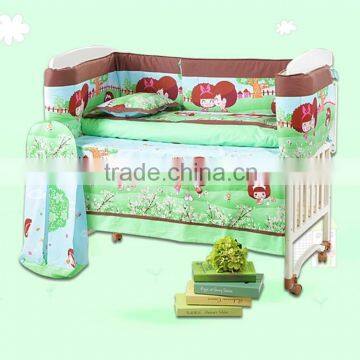 100% Cotton Cartoon Baby 4 Pieces Sets Bedding Around Bumper With Removable Washing