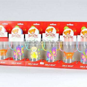 yiwu 6pcs shrink packing 250ml plastic baby feeding bottle in bulk