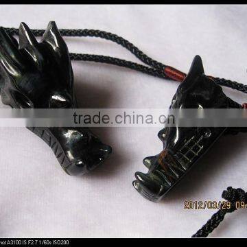Amazing nature obsidian dragon head pandent crystal quartz