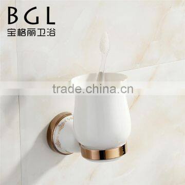 Glass fittings Zine alloy bathroom pruducts rose gold tumbler holder