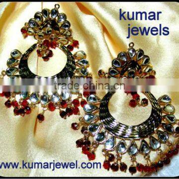 Gold Plated Traditional Jadau Earrings