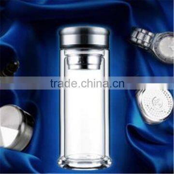 Spill-proof Strong Double Wall Glass Tea Tumbler /water Bottle (Travel Mug) With Strainer And Flat Top Lid 320ML photo-4