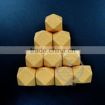 20*20*20mm painted color yellow wood beads polyhedron beads DIY findings supplies 3000047